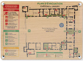 plan évacuation impression bois